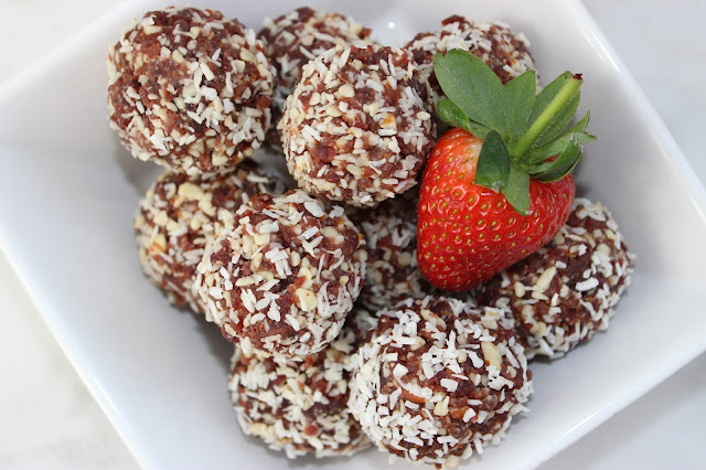 strawberry almond and coconut bliss balls
