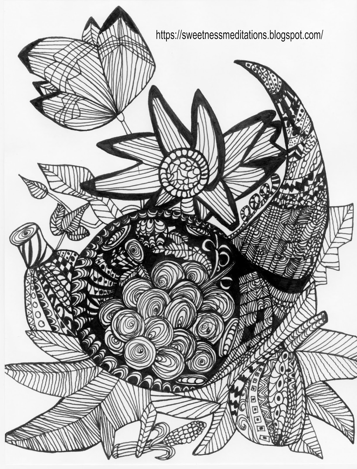 Sweetness Meditations: Thanksgiving Coloring Pages-Cornucopia