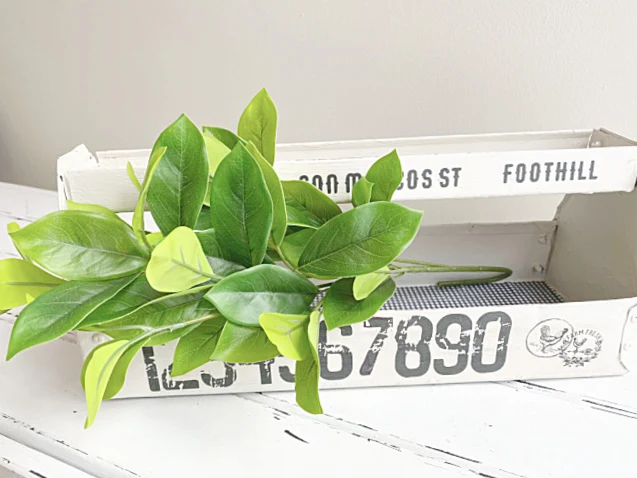 metal toolbox with transfers and greenery