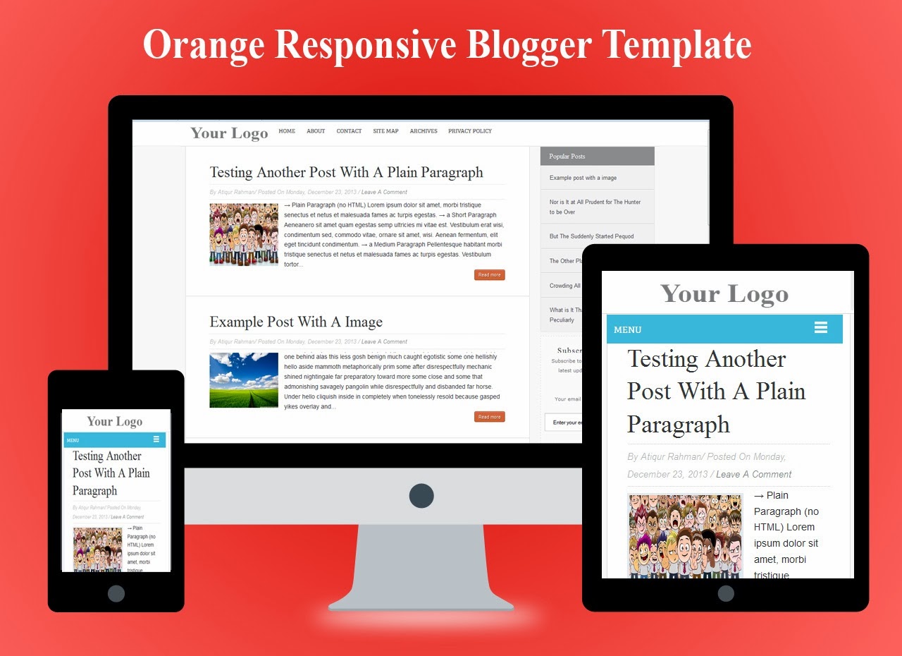 Orange Responsive Blogger Template