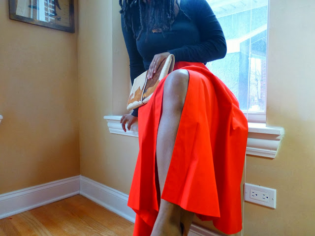 red midi skirt outfit ideas