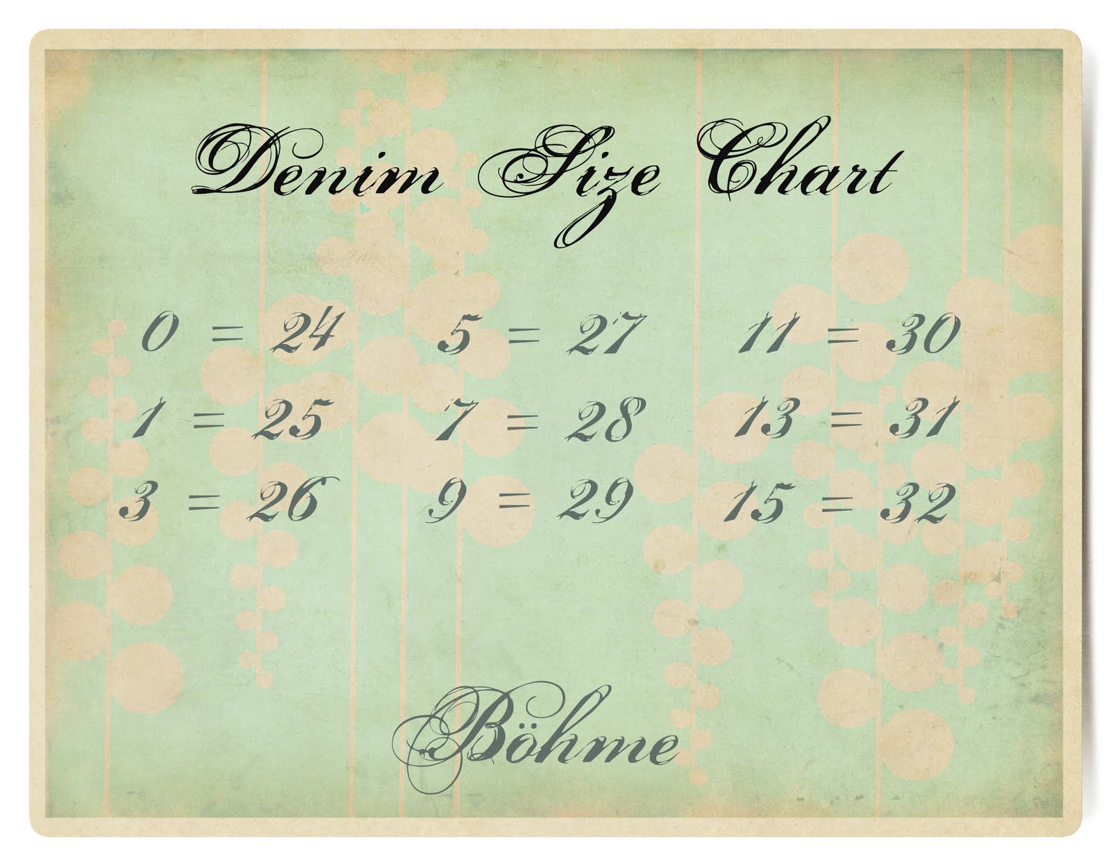 Denim 24 7 Size Chart