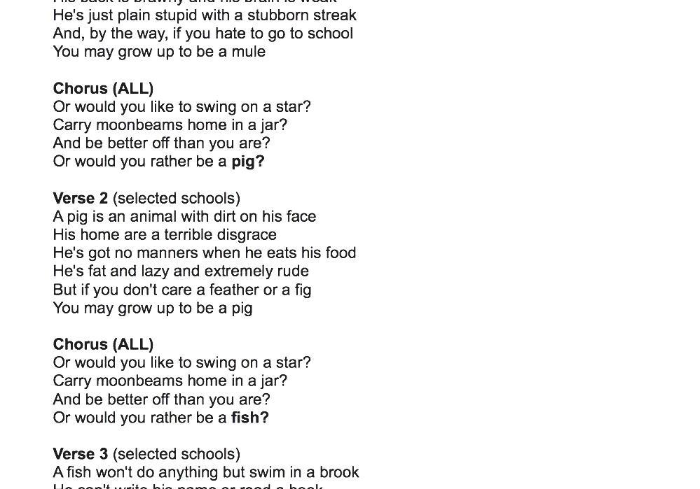 Swinging On A Star Or Would You Rather Be A Fish Swinging On A Star Or Would You Rather Be A Fish