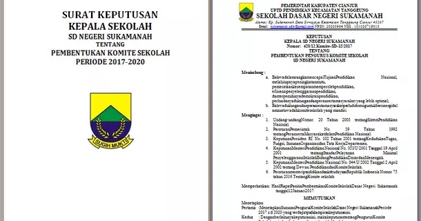 Contoh SK Kepala Sekolah Tentang Pembentukan Komite