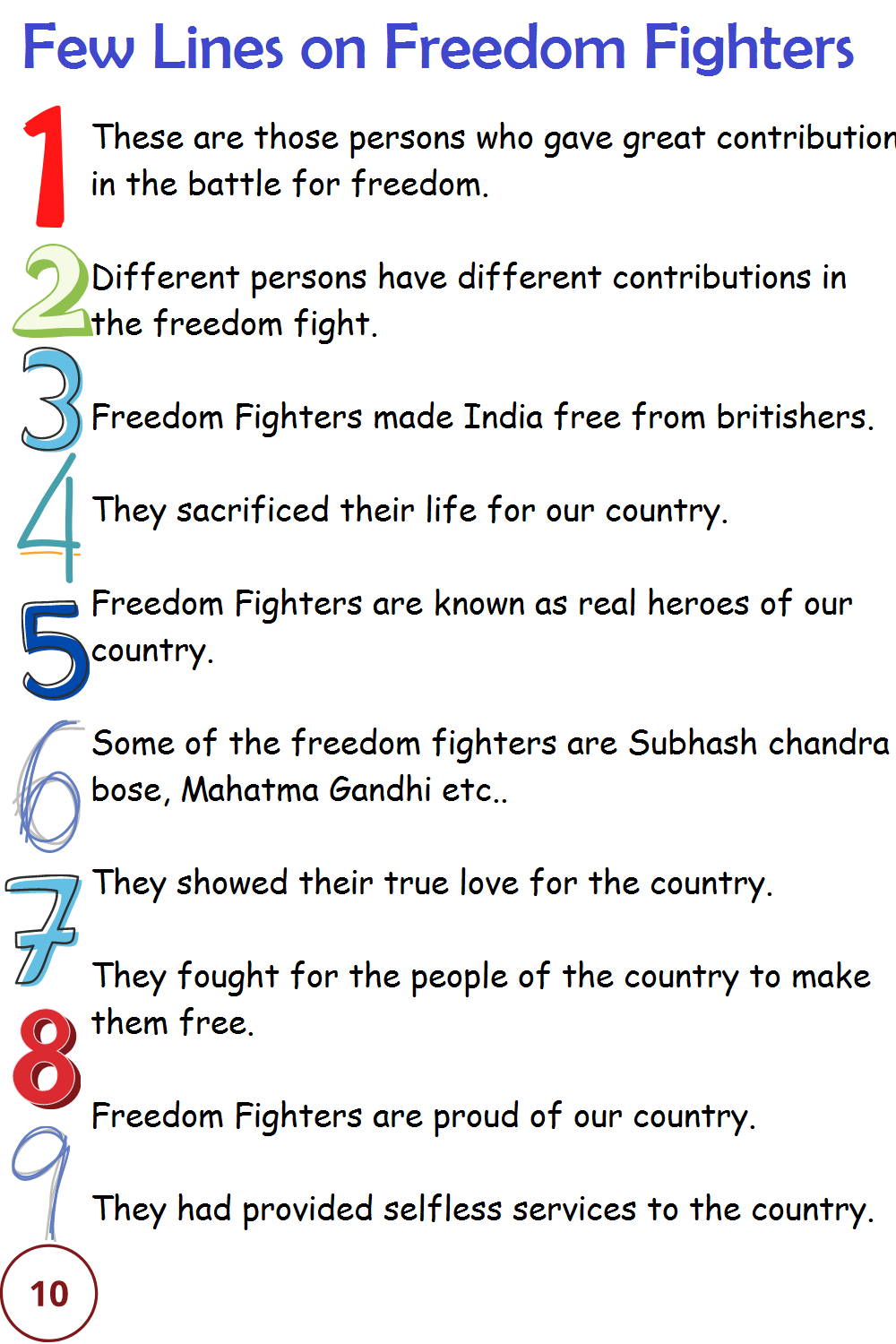 short essay on freedom fighters in english