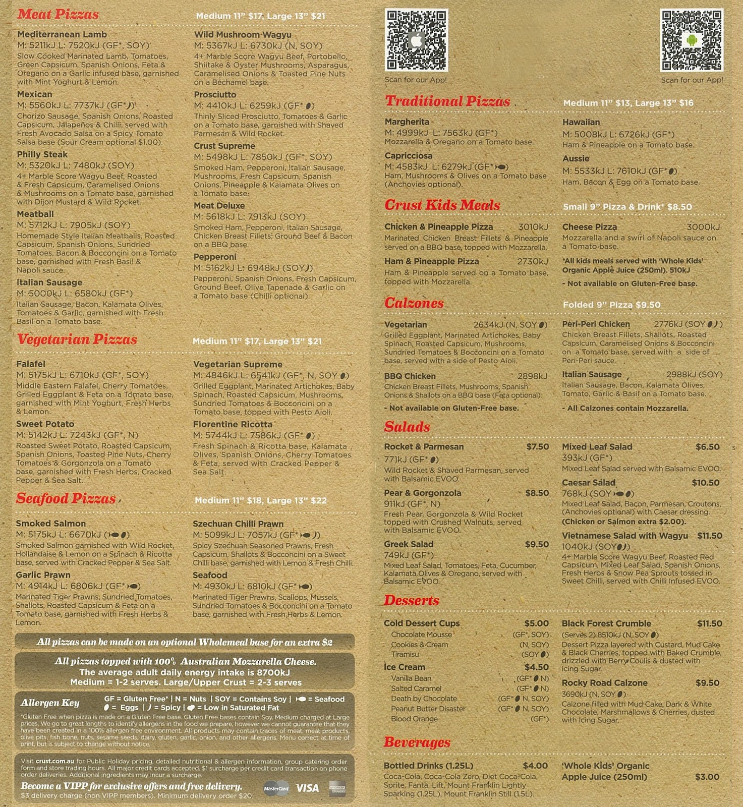 My Local Menu CRUST Gourmet Pizza Menu