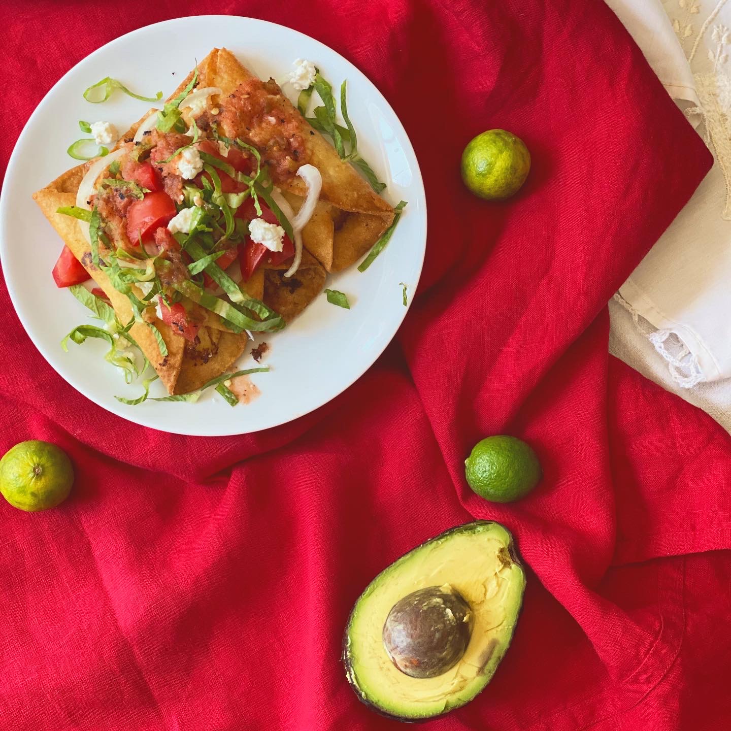 Tacos Dorados de Papa with Salsa Roja (Potato Tacos with red salsa) by