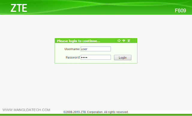 From login Login Modem IndiHome ZTE F609 / F660 Terbaru