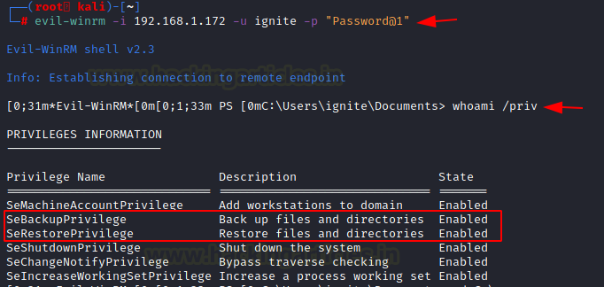 Windows Privilege Escalation using SeBackupPrivilege