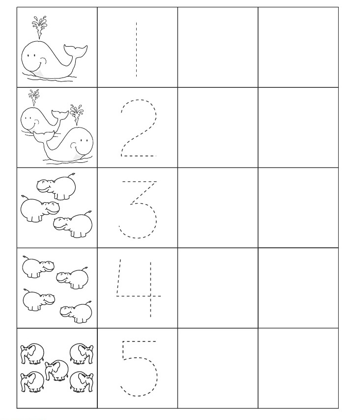 Preschool Math Trace And Write Numbers Worksheet - Kindergarten Number Worksheets