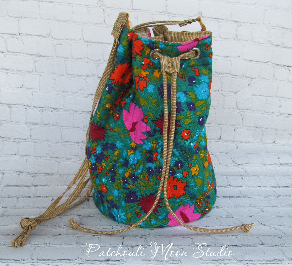 Patchouli Moon Studio Drawstring Duffel Bucket Tote