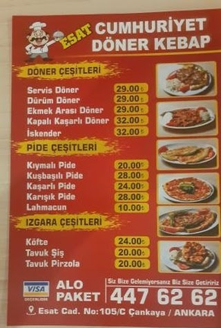 Esat Cumhuriyet Doner Cankaya Ankara Menu Fiyat Listesi Mekan Arama Motoru Ne Kadara Yenir