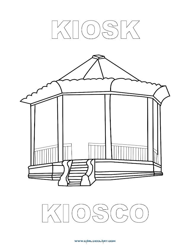 Dibujos Inglés - Español con K: Kiosco - Kiosk
