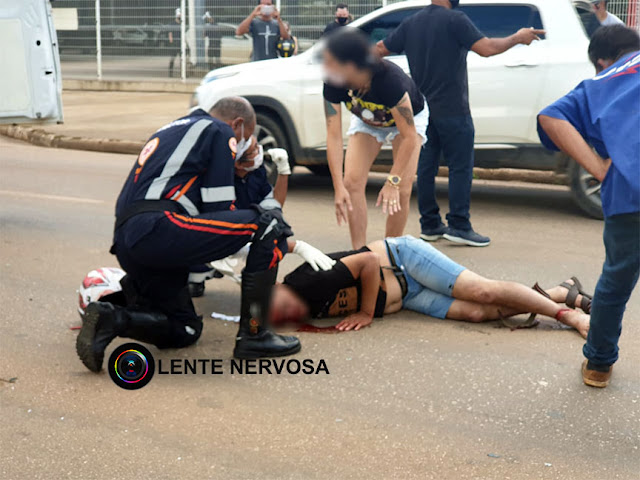 Motociclista fica gravemente ferido ao colidir em caminhonete na Avenida Jorge Teixeira - FOTOS E VÍDEO
