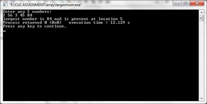 A program for finding largest number in an array and display their position