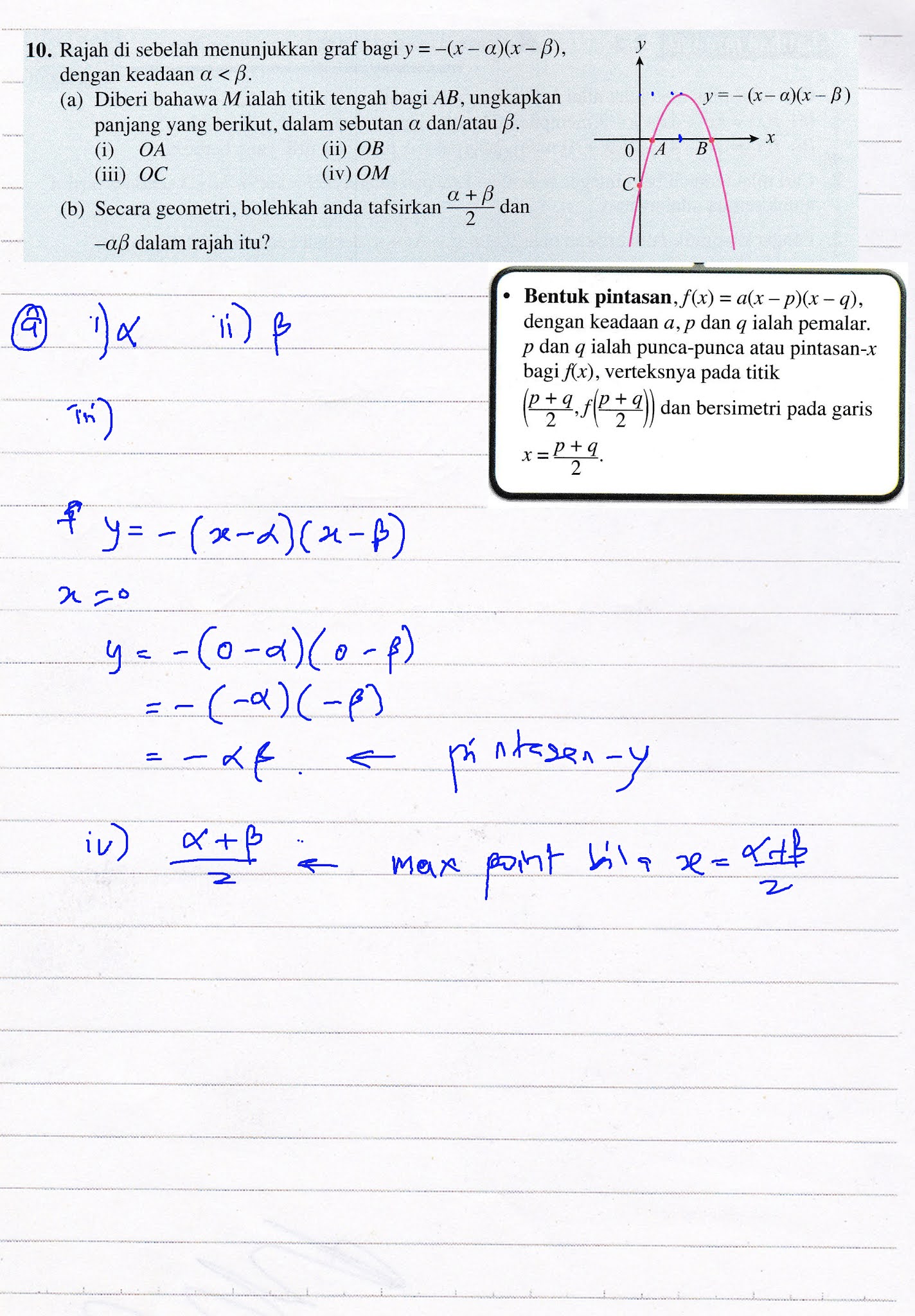 F4 Addmath Latihan Intensif 2.3 Q10 Bab 2 Fungsi Kuadratik