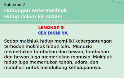 Subtema 2 Hubungan Antarmakhluk Hidup dalam Ekosistem Kelas 5 Tema 5 www.simplenews.me