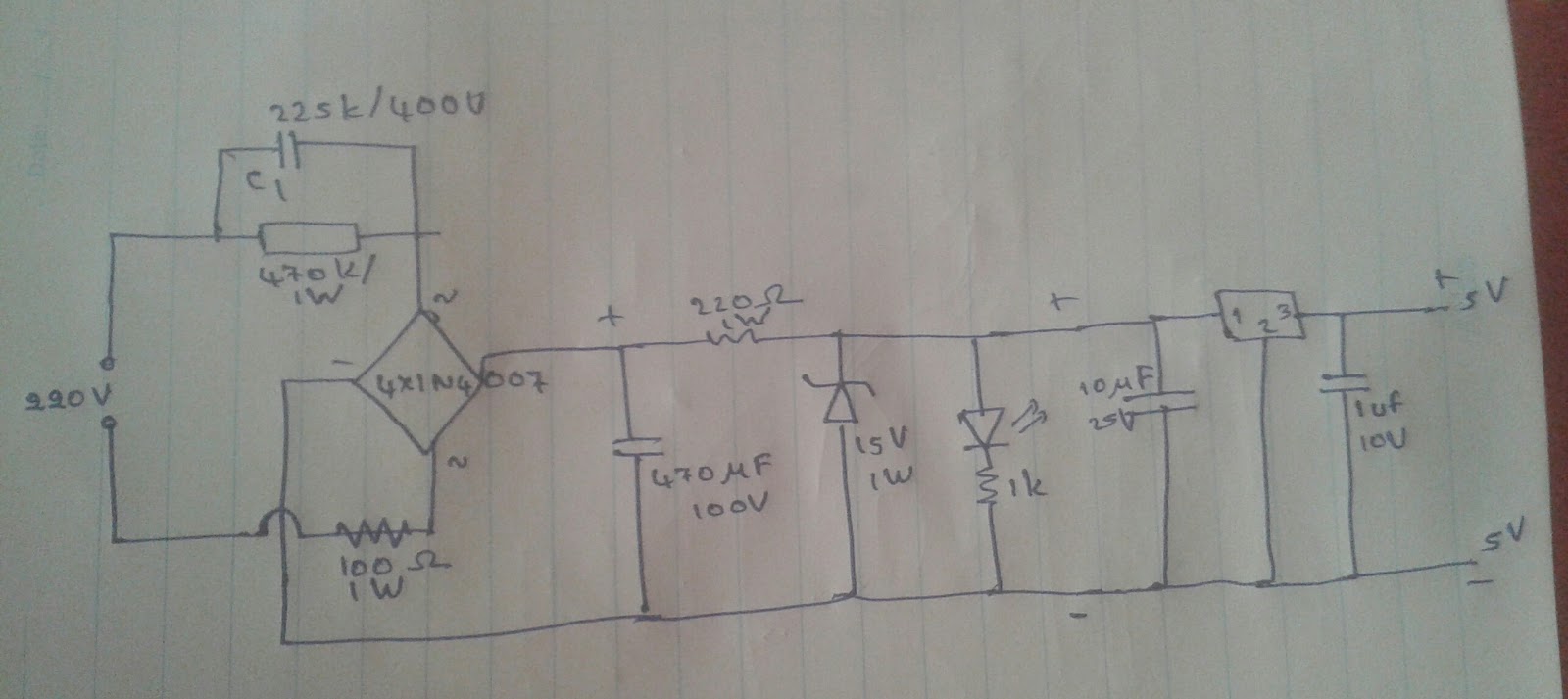 220v ac to 5v dc without transformer
