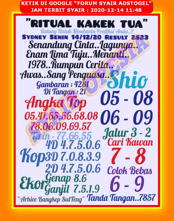 Kode Syair Opesia Hk 14 Desember 2020 Golek Upo Gazzz