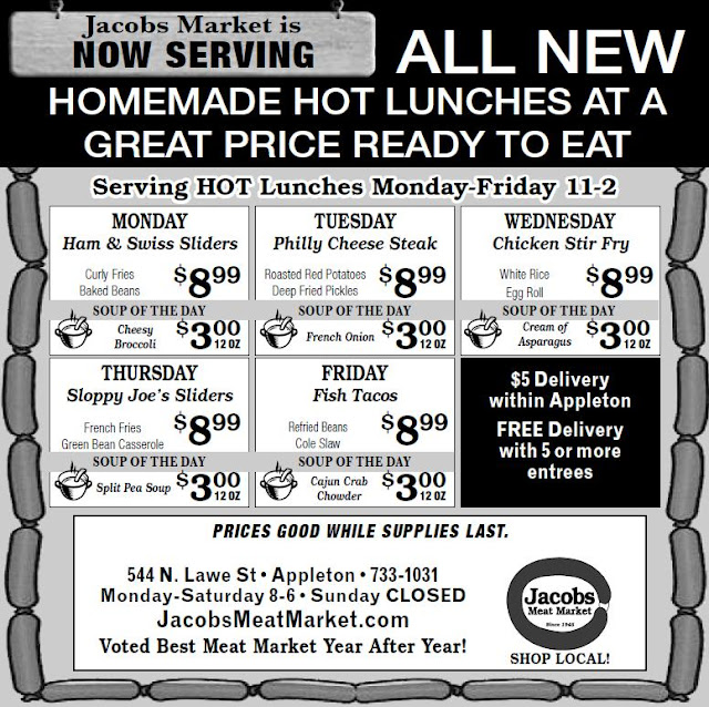 HOT Lunch Menu 3/83/12/2021 Jacobs Meat Market
