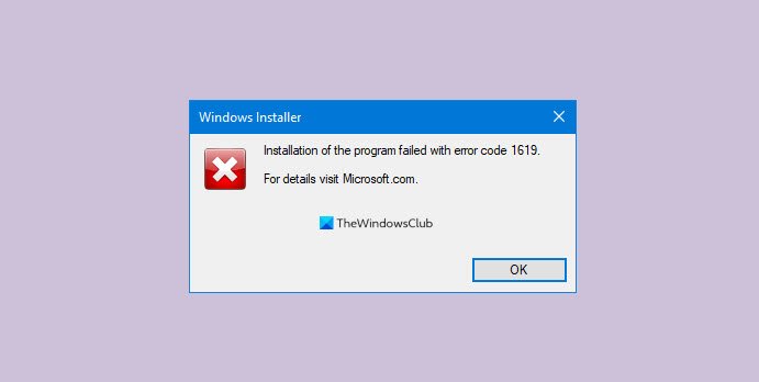 Error 1619 del instalador de Windows