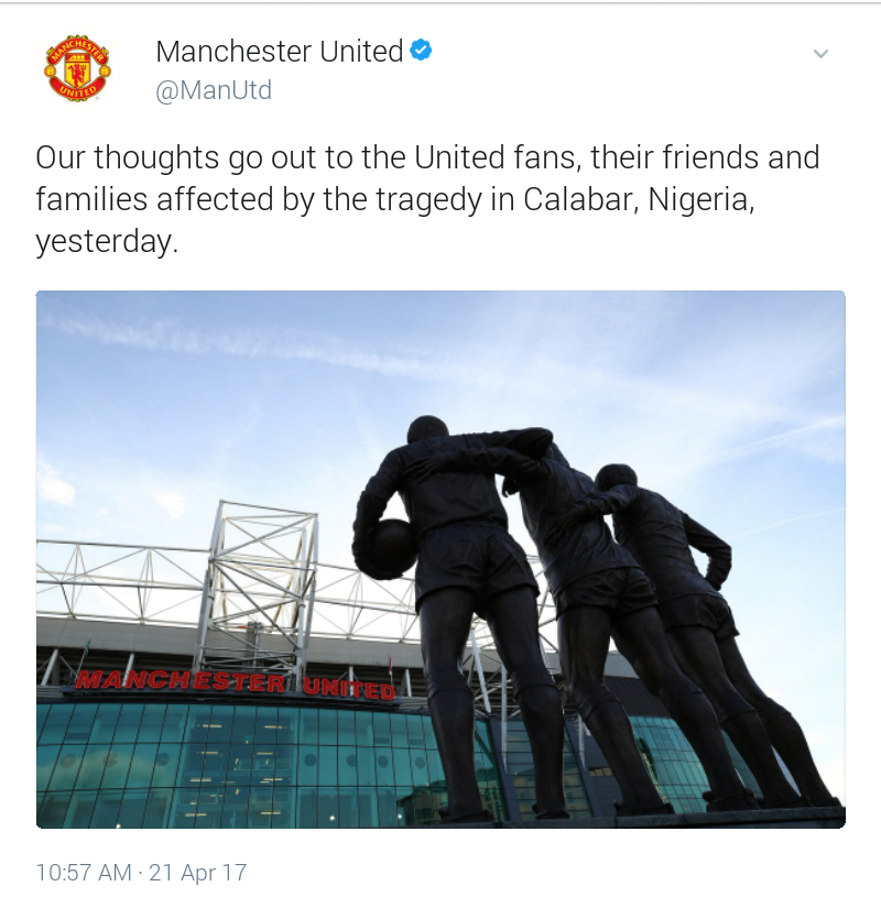 Manchester United Mourns 30 Football Fans Who Died In Calabar