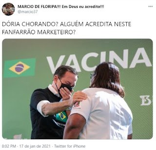 Reação de Doria em vacinação em SP chama a atenção pela falsidade e cinismo e web não perdoa Screenshot 368 - Reação de Doria em vacinação em SP chama a atenção pela falsidade e cinismo e web não perdoa