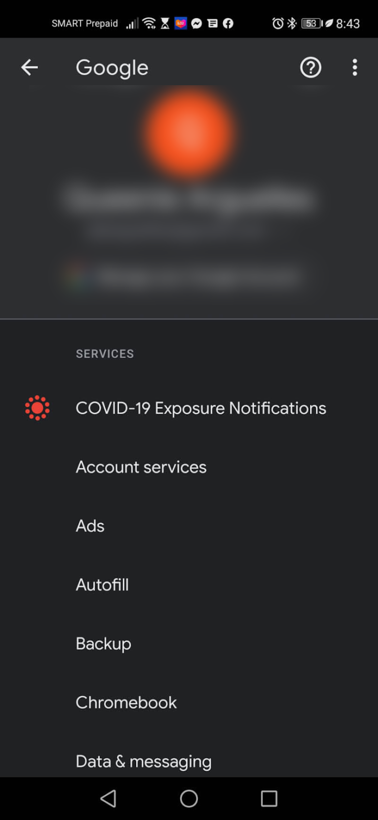 For Android smartphones, the exposure notification is located under Google settings For Android smartphones, the exposure notification is located under Google settings