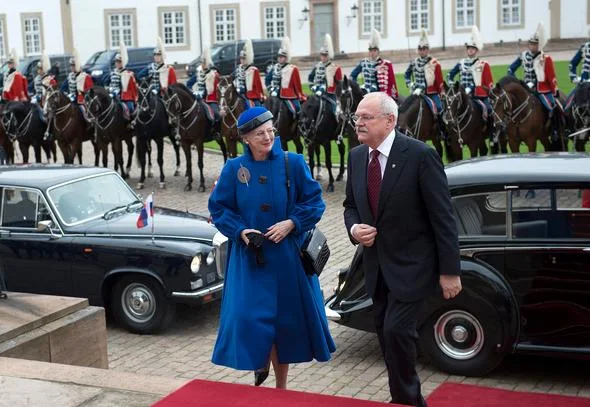 Welcome ceremony for Slovakia President Ivan Gasparovic and his wife Silvia Gasparovicova. Crown Princess Mary, Princess Marie