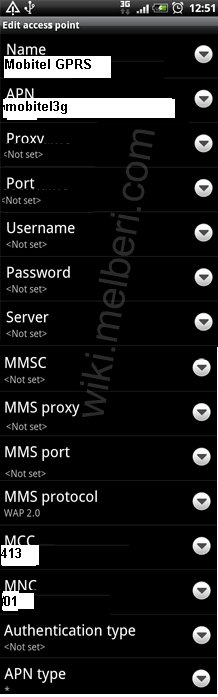 Mobitel Internet APN Settings for Android