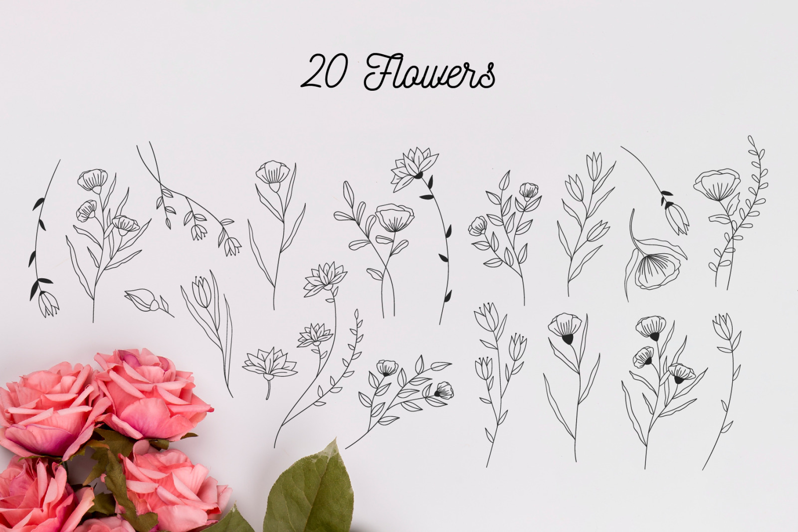 110 Hand-drawn botanical elements