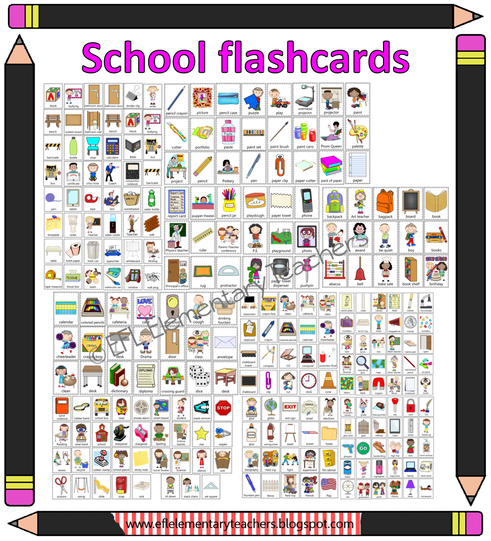 EFL Elementary Teachers School unit flashcards for ESL students