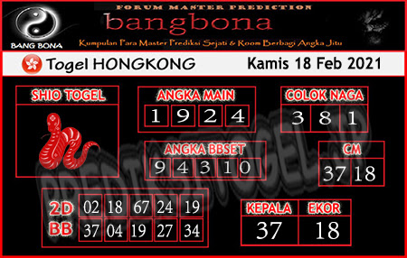 Prediksi Togel Hongkong Kamis 18 Februari 2021 Prediksitogel Jp