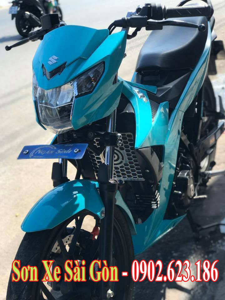 Sơn xe máy Honda Sonic màu xanh xi măng cực đẹp  SƠN XE MÁY ĐẸP