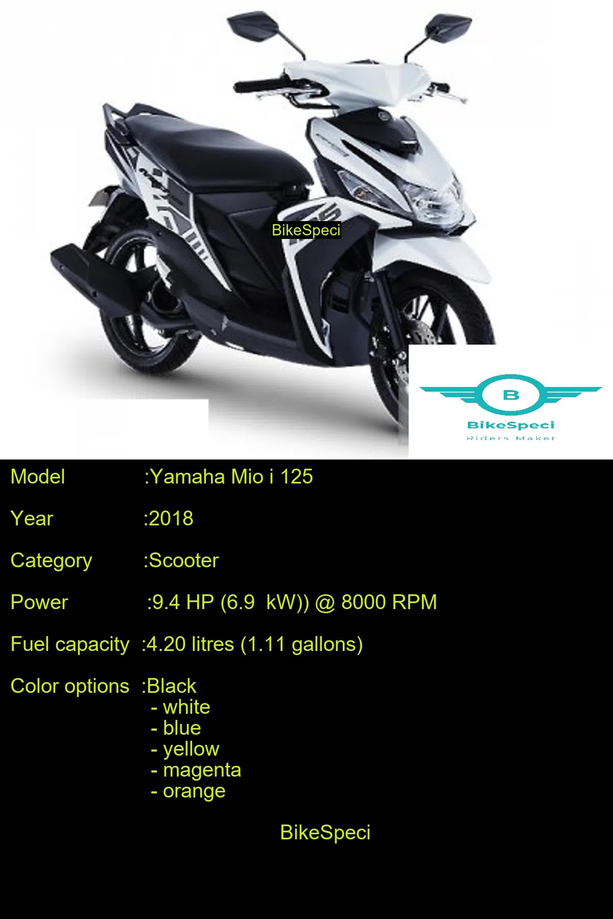 Yamaha Mio i 125 Price, Photos, Millage, Speed, Colours etc