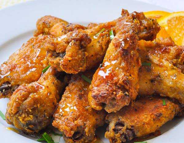 Oven Baked Southern Fried Chicken Wings with Orange Honey Drizzle Recipe