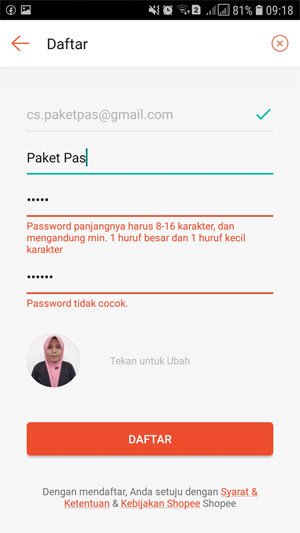 Contoh Password Dan Username Shopee Yang Baik Dan Benar