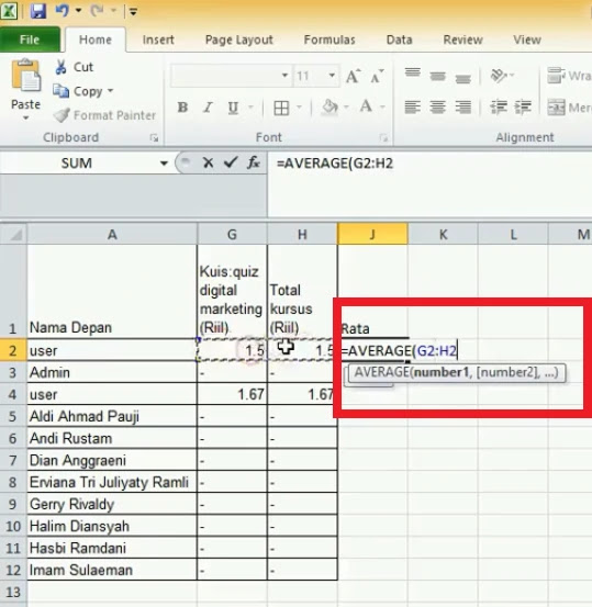 Rekap Nilai Bentuk Excel Rekap Nilai Bentuk Excel