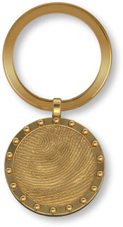 Nautical Porthole Fingerprint Key Fob Memorial in 14k Gold