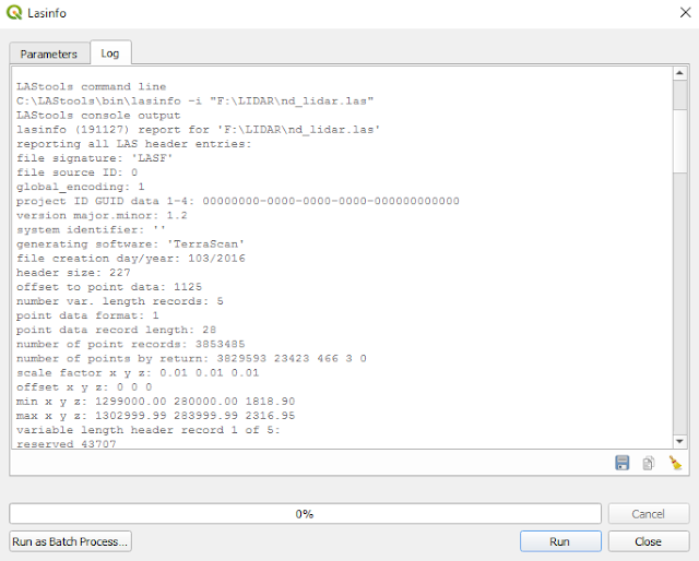 Lasinfo tool result