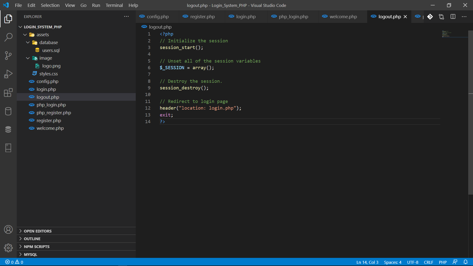 Login and Register Dashboard PHP