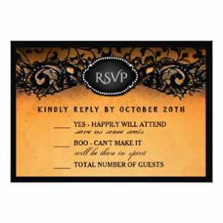 Halloween Elegant Orange Black 3.5x5 Wedding RSVP Card