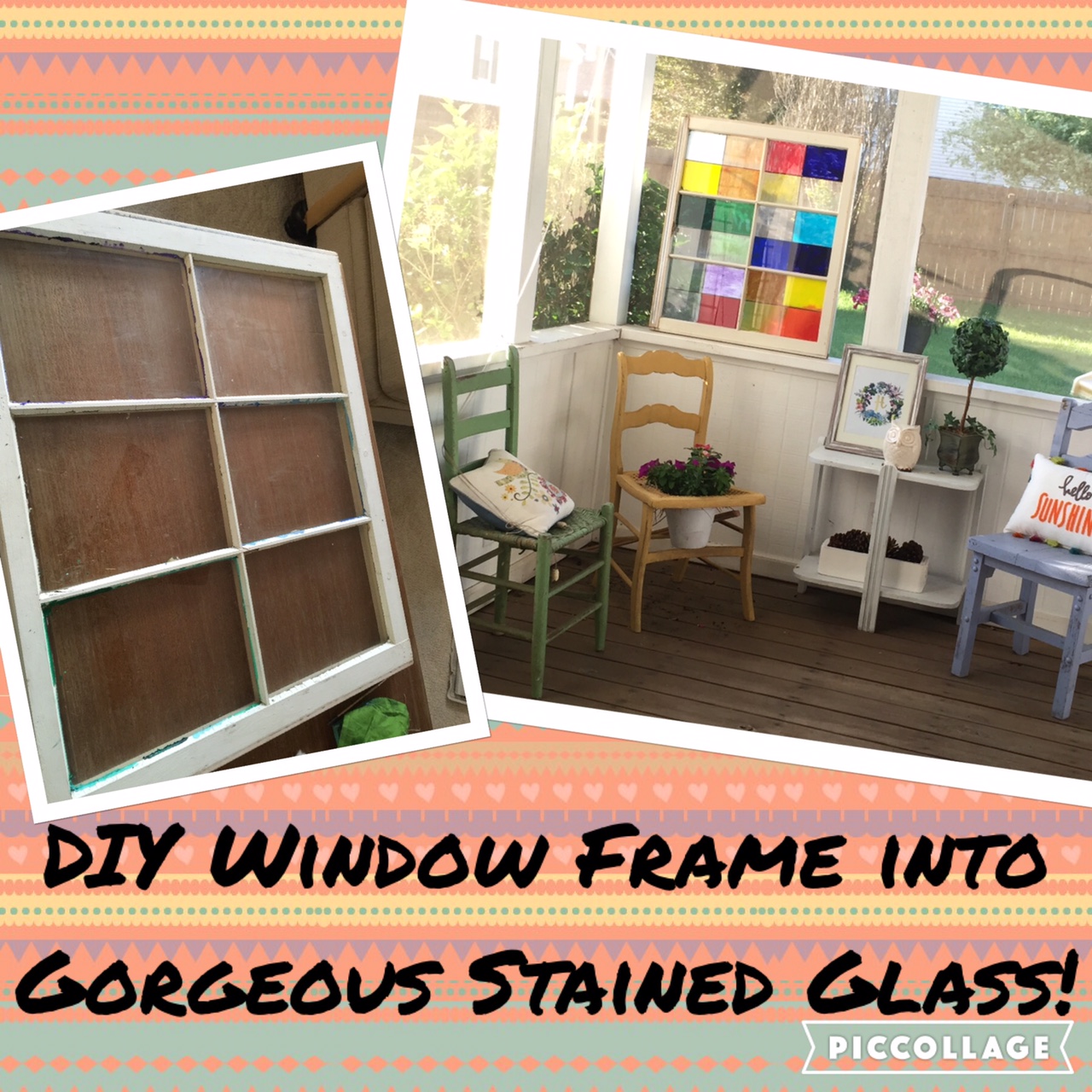 Distress Yourself Out! DIY Window Frame Stained Glass