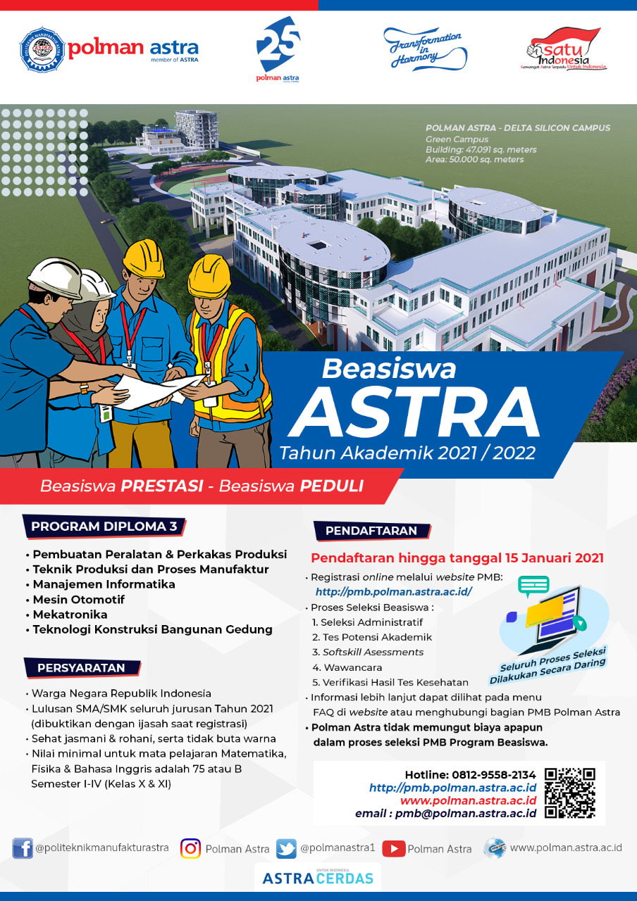 Pmb Polman Astra Program Beasiswa Astra Ta 2021 2022 Telah Dibuka Campusnesia Co Id