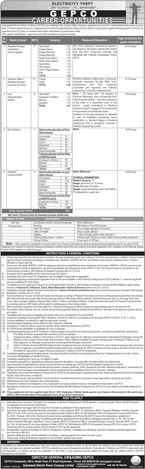 Gujranwala Electric Power Company GEPCO Jobs 2019 Gujranwala Electric Power Company GEPCO Jobs 2019