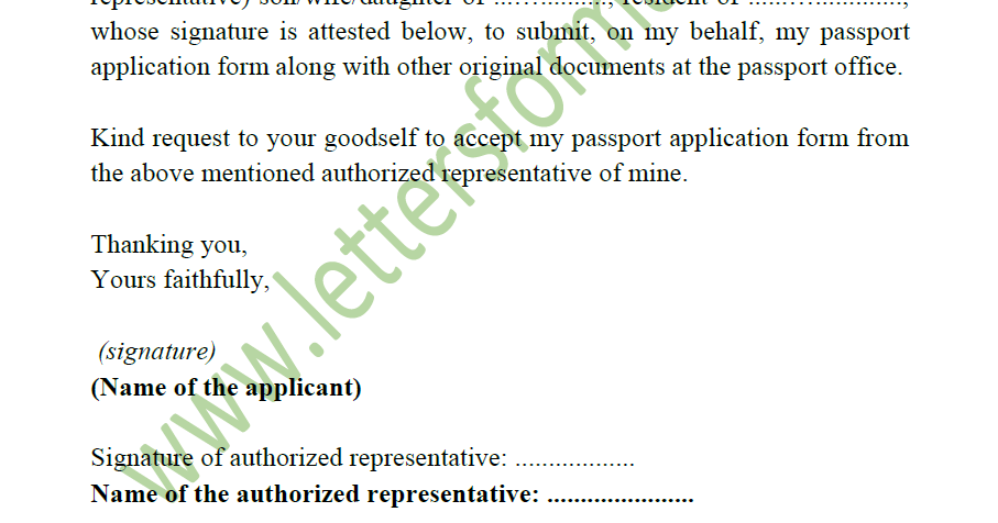 application letter to apply for passport