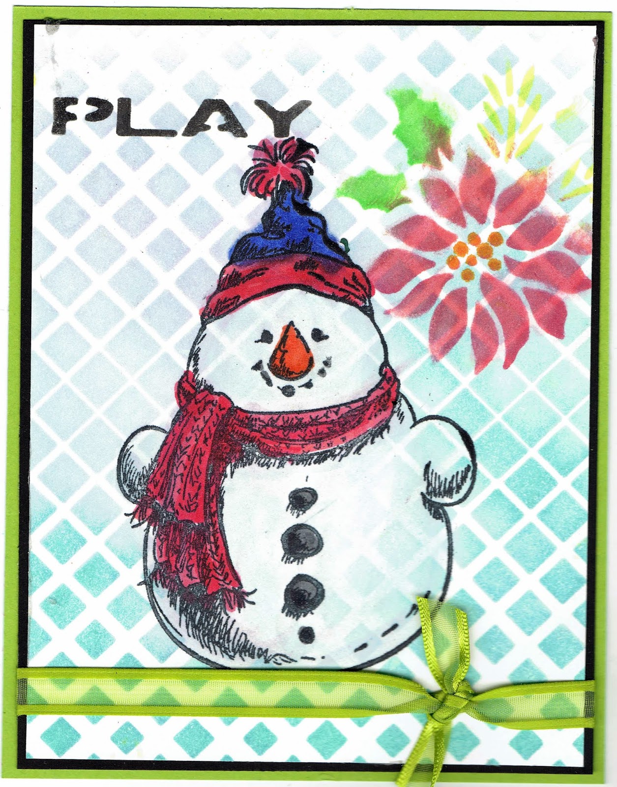 Judys stamp art playful snowman