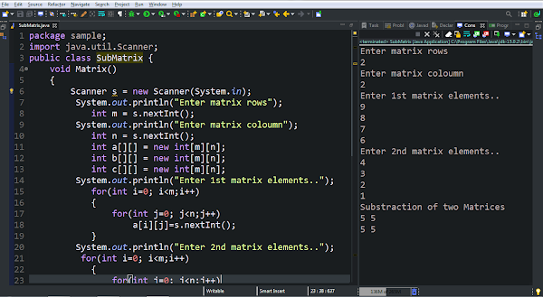 Basic Java Programs: Matrix Addition, Subtraction, Multiplication methods