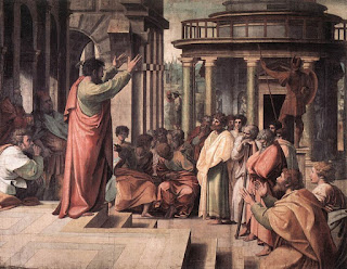 Pablo predica en el areópago de Atenas