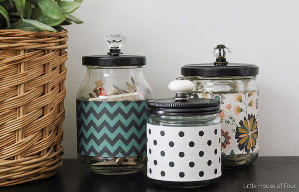 Easy DIY: Upcycled Glass Jars for Bathroom Storage - Her Happy Home